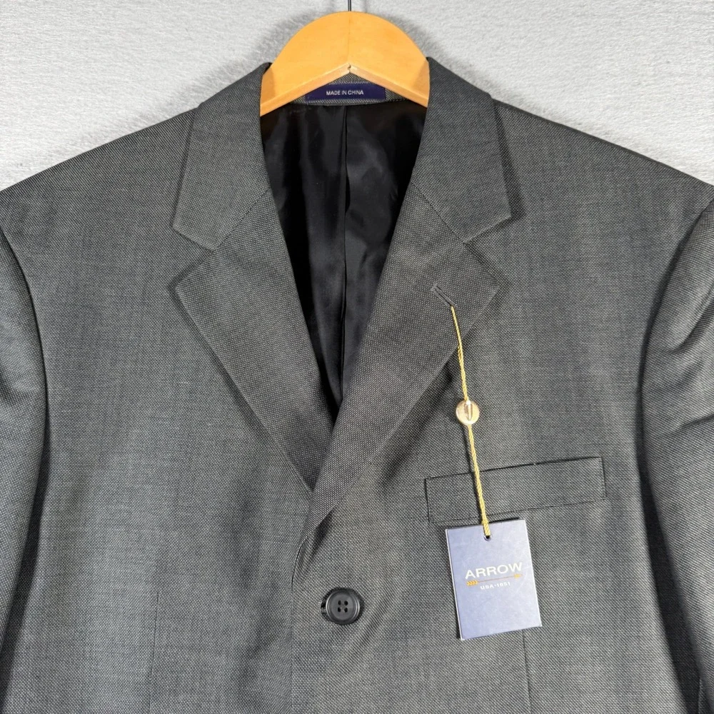 Arrow USA 1851 Mens 40 Short Charcoal Grey 3 Button Suit Separate Blazer A922023